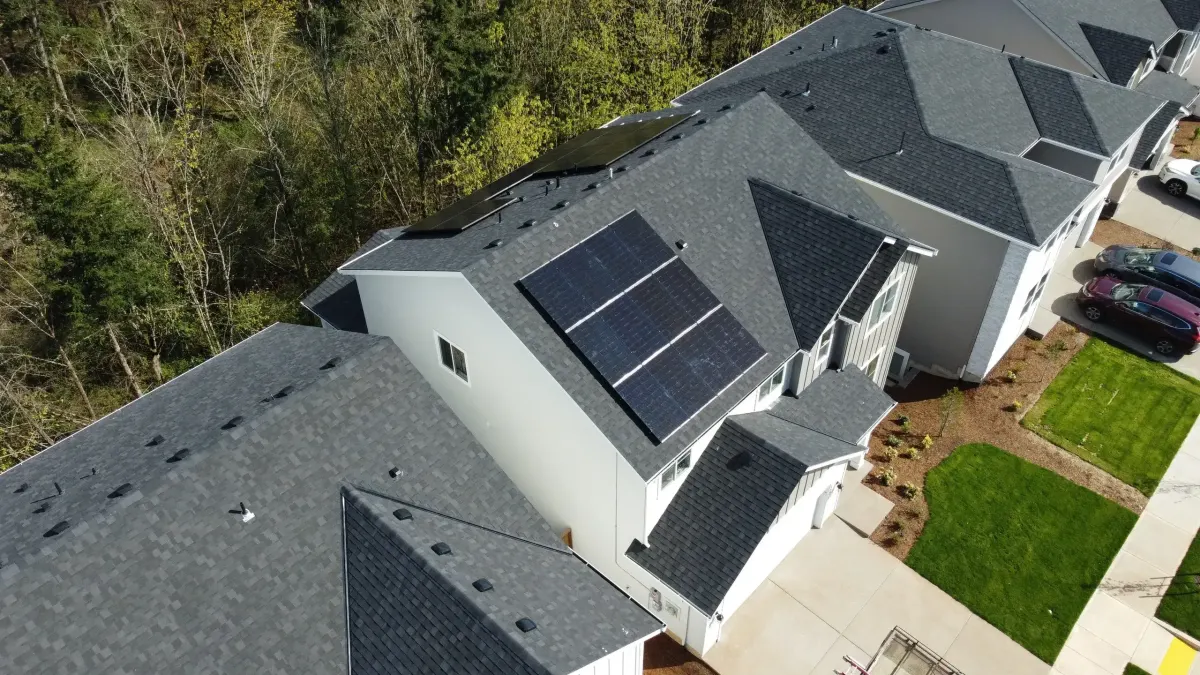 Close view of rooftop solar panels