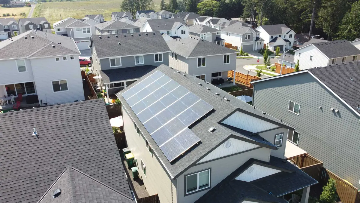 Rooftop solar on a suburban home in Oregon